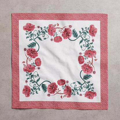 Maison d' Hermine Cloth Napkins Set of 4 100% Cotton Everyday Reusable Square Napkins Cloth Washable Dinner Party Wedding Restaurant Valentines Day Decorations Spring/Summer (Poppy, 18" x 18")