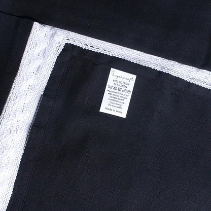 FINGERCRAFT Dinner Cloth Napkin Cotton Linen Blend 4 Pack Mitered Corners with Elegant Lace for Everyday Use Napkins are Pre Shrunk and Good Absorbency Black