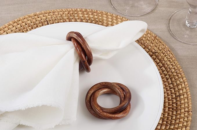 Saro Lifestyle Wooden Interlock Napkin Rings - Image 5