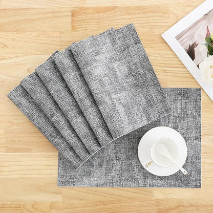 Homaxy Faux Leather Heat Resistant Placemats for Dining Table Set of 6, Waterproof Wipeable Washable PU Table Mats, Easy to Clean Anti-Slip Place Mats, 11.8" x 17", Black & White