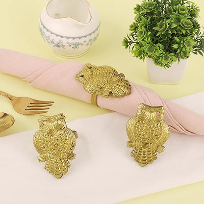 ALPHA Living HOME Metal Napkin Rings Set of 12, Decorative Napkin Holder for Dinner Table Décor, Farmhouse Modern Serviette Rings for Weddings, Receptions, Banquets, Daily Use (Antique Gold)