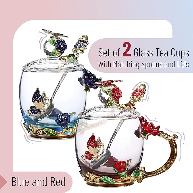 BTaT- Floral Glass Tea Cups - Image 2