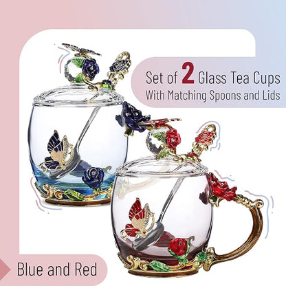 BTaT- Floral Glass Tea Cups - Image 2