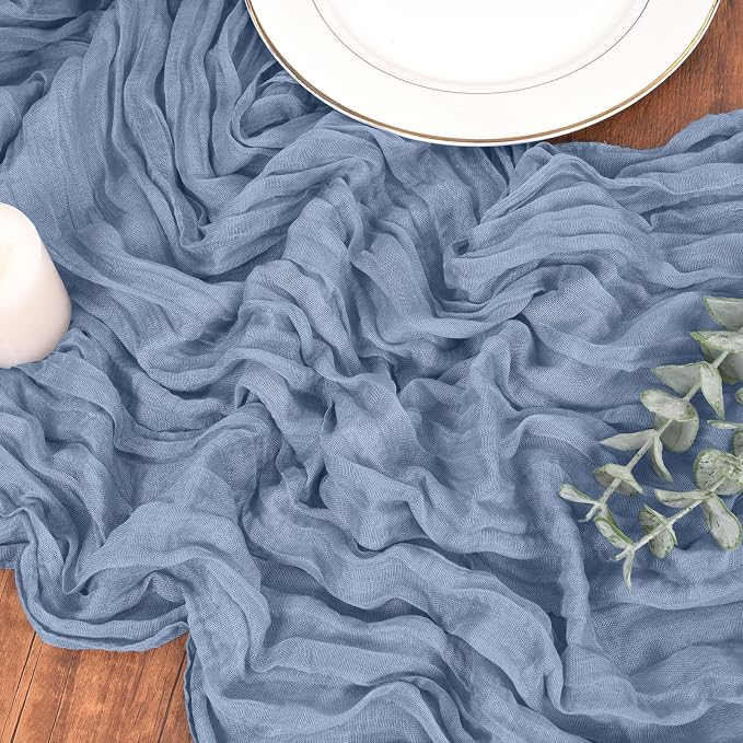 Pesonlook Cheesecloth Table Runner Dusty Blue, 20 Pack 17.7x108 inch, Long | - Image 9
