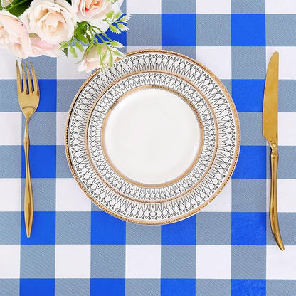 misaya Rectangle Waterproof Vinyl Table Cloth, Buffalo Flannel Backed Tablecloth, Wipeable Plastic Table Cover for Seaside, Picnic, Outdoor (60" x 102", White and Blue)