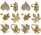 ALPHA Living HOME Rustic Napkin Rings Set of 12 - Elegant Leaf Napkin Holders for Dining Table, Wedding, Party, Holiday & Everyday Use - Handmade Decorative Table Accessories (Antique Gold)