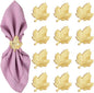 CLEENTABLE Maple Leaf Napkin Rings Set of 12 - Handcrafted Aluminum Napkin Holders for Cloth & Paper Napkins, Elegant Table Décor for Weddings, Thanksgiving, Christmas & Holiday Parties (Gold)