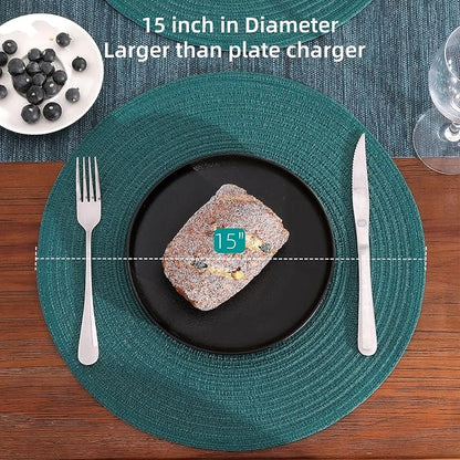 SHACOS Round Placemats Set of 8 Woven Braided Table Placemats 15 inch Circle - Image 4