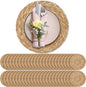 Aneco 48 Pack 13.8-Inch Round Woven Placemats Natural Hand-Woven Boho Rattan Wicker Bulrush Placemat Farmhouse Rustic Braided Table Mats for Dining & Kitchen Decor