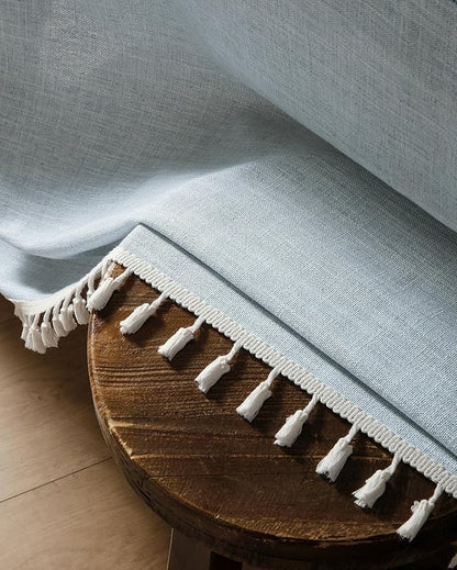 ZeeMart Contrast Linen Table Cloth Rectangle Table Cloths 60x104 Inch Blue, Farmhouse Style Heavy Weight Blue Tablecloth, Water Resistant Burlap Tablecloths