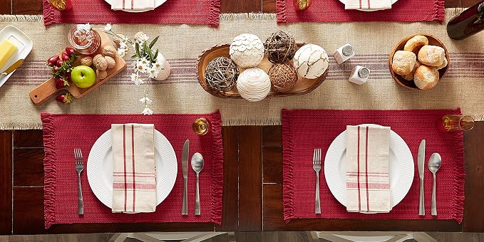 DII Variegated Tabletop Collection, Placemat Set3x19, Tango Red, 6 Piece - Image 6