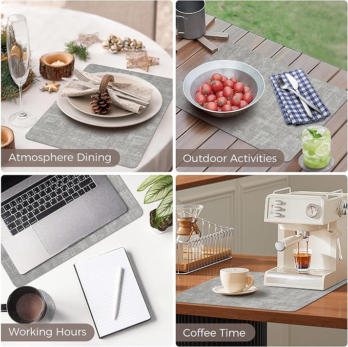 NCUE Vinyl Placemats Set of 4, Heat Resistant, Nonslip Faux Leather Waterproof - Image 6