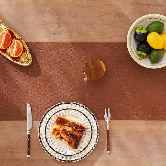 Rustic Cotton Linen Table Runner, 13x108 Inches Terracota | Farmhouse Style - Image 5