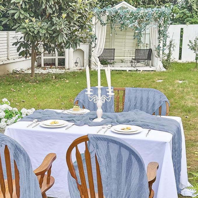 IVAPUPU Dusty Blue Table Runner 120 Inches - Image 7