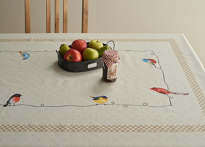 Maison d'Hermine Table Cloth Rectangle Table 100% Cotton 60 x 108 Inches Tablecloth Reusable Decorative for Dining Room, Farmhouse, Home, Party, Festive & Wedding Spring Summer - Birdies on Wire