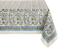 ATOSII Clover Blue 100% Cotton Rectangle Spring Tablecloth, Handblock Floral Linen Table Cloth for Dining Table I Parties Outdoors Fall Christmas Thanksgiving Holidays Decor 72 X 140 Inches, 12 Seater