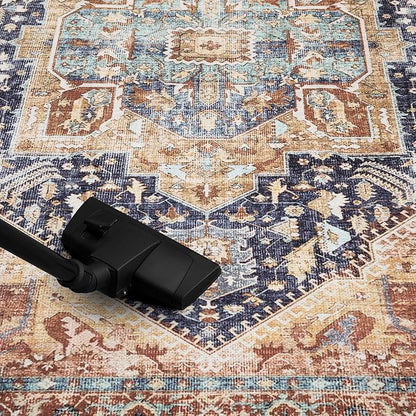 Keen Home Design 6x9 Rug - Machine Washable Area Rug with Non-Slip Backing, Ideal for Living Room, Dining Room, Bedroom - Vintage, Easy Clean, Durable, Low Pile Rug - (6' x 9')
