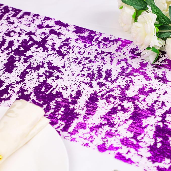 Snowkingdom Purple Table Runner, Sequin Glitter Foil Metallic Thin Mesh Runners - Image 4