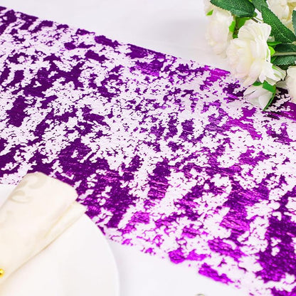 Snowkingdom Purple Table Runner, Sequin Glitter Foil Metallic Thin Mesh Runners - Image 4