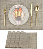 SLKQG Placemats Set of 4 - Easy Clean Washable Vinyl Placemats - Wipeable Heat Resistant Table Mats for Dining Table - 17.7x11.8 Inch (4, Gray & Gold Two-Tone)
