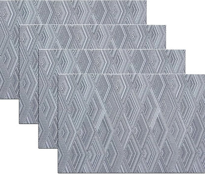 Druable Placemats Set of 4, Plastic Heat-Resistant Non-Slip Vinyl Place Mats Washable Easy to Clean Indoor Outdoor (18"x12", Dark Grey)