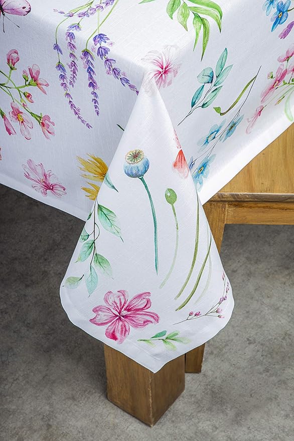 Maison d' Hermine Table Cloth Rectangle Table 100% Cotton 60 x 90 Inches Tablecloth Reusable Decorative for Dining Room Farmhouse Home Valentines Day Decorations Spring Summer - Just Floral
