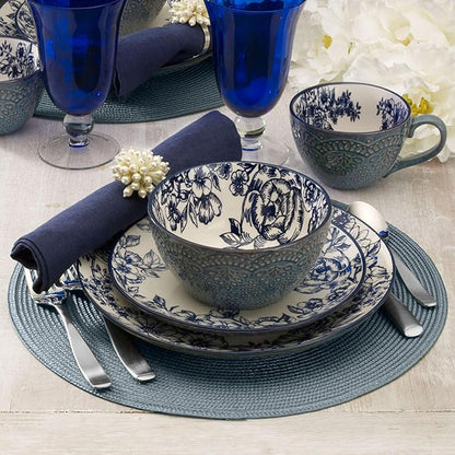 Pfaltzgraff Gabriela Blue 16-Piece Dinnerware Set, Service - Image 5