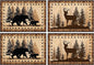 Bear and Deer Placemats Set of 4 Washable Table Place Mats for Dining Kitchen Party Decor