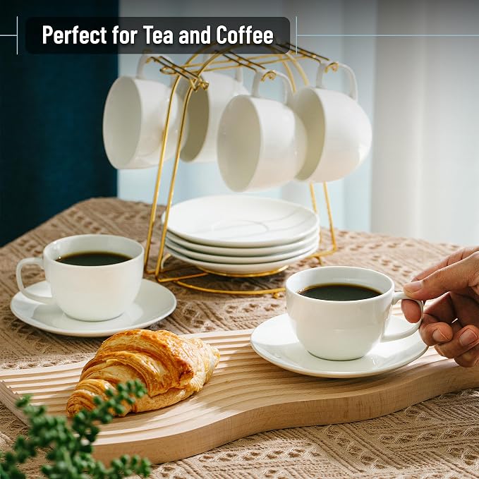 BTaT- Cappuccino Cups with Saucers 6 oz, Au Lait, Flat White, Dishwasher - Image 5