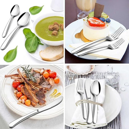Herogo Heavy Duty Stainless Steel Silverware Set, 30-Piece Fancy Flatware Cutlery Set for 6, Modern Tableware for Home Restaurant Wedding, Heavy Eating Utensils, Mirror Polished, Dishwasher Safe