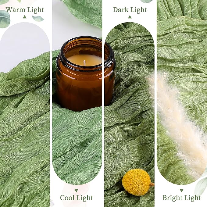 AGIRL 12 Pack Sage Green Cheesecloth Table Runner 10FT Boho Home Decor | Rustic - Image 5