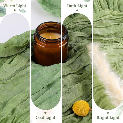 AGIRL 6 Pack Sage Green Cheesecloth Table Runner 10FT Boho Gauze Home Decor | - Image 5