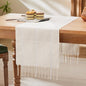 Braided Farmhouse Table Runner, Braided Beige 13x90 Inch, Cotton Linen Table by Unknown