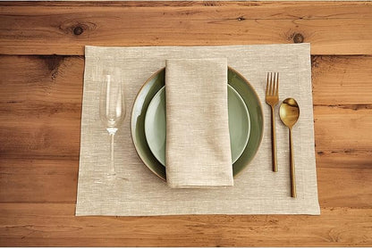 Solino Home Linen Cloth Napkins Set of 4-100% Pure Linen Champagne Beige Dinner Napkins 20 x 20 Inch for Spring, Easter - Athena, Handcrafted and Machine Washable