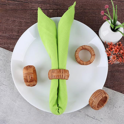 CLEENTABLE Farmhouse Napkin Rings Set of 12, Hand-Woven Napkin Ring for Table Decor, Fall Rustic Rings, Napkin Holder Buckles for Holiday Party, Easter, Birthday, Thanksgiving, Christmas (Brown)