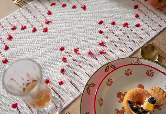 Christmas Table Runner 13 x 72 Inch Long Natural Cotton Woven Runner - Image 6