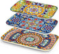 vancasso Serving Platters Set of 3, 16"/14"/12" Inch Rectangular Trays - Extra Large, Ceramic Bohemian Serving Dish for Entertaining Food, Microwave & Dishwasher Safe, Vintage