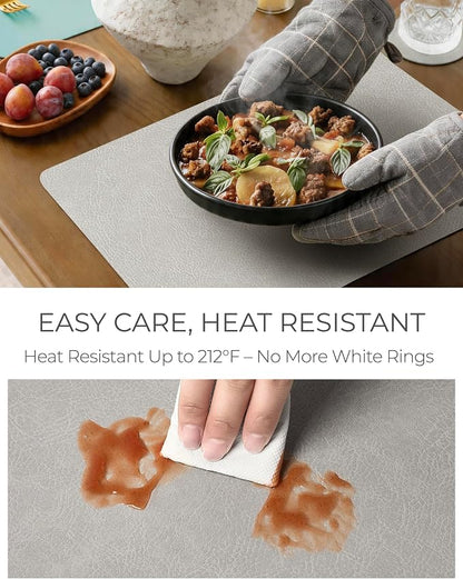 Leetaltree Reversible Faux Leather Placemats and Coasters Set of 16, 12x17 Inch - Image 5