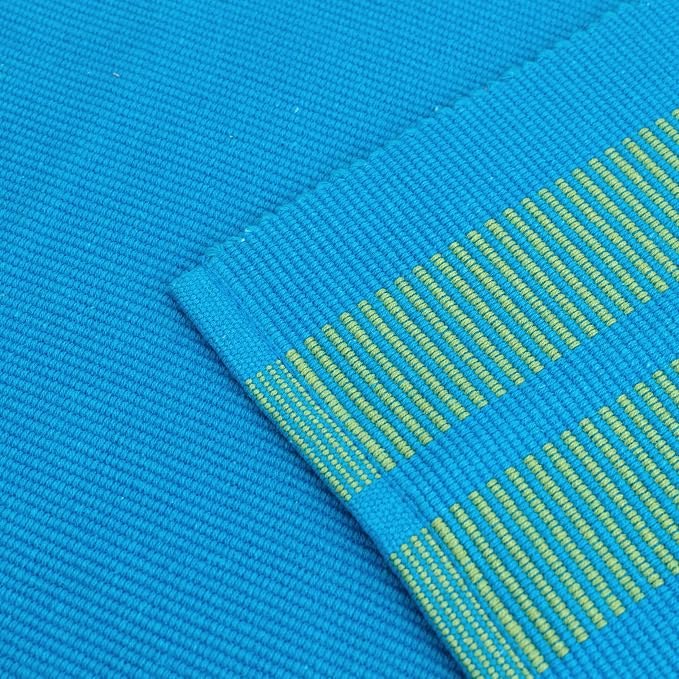 Encasa XO Table Runner, Yarn Dyed Ribbed Cotton 13"x72" | Ladder Turq Blue - Image 5