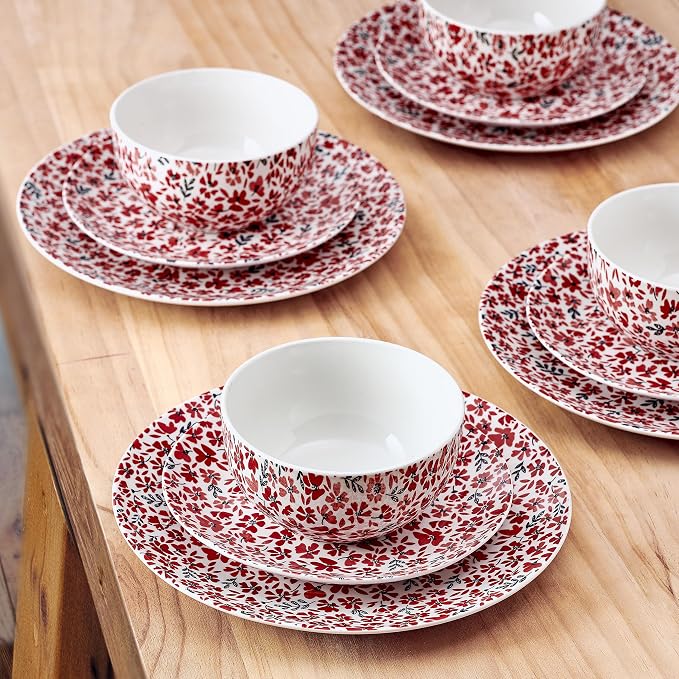 Pfaltzgraff Radiant Blossom 12 Piece Floral Stoneware Dinnerware Plate Bowl - Image 7