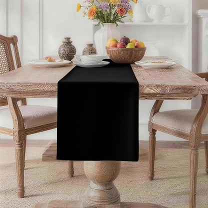 MEANMOY Black Table Runner 60 Inches Long Waterproof Washable Table Runners | by MEANMOY