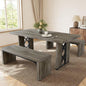 3-Piece Dining Table Set for 6 People, 70.8'' Rectangle Kitchen Table with 2 Benches for Breakfast Nook, Dining Room Furniture(Grey Table+2 Benches)