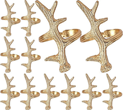 Modern Metal Napkin Rings Set of 12 - Napkin Rings Holder for Dinning Table Parties Dining Table, Weddings, and Special Events - Elegant Table Décor for Home & Restaurants (Gold) - CLEENTABLE
