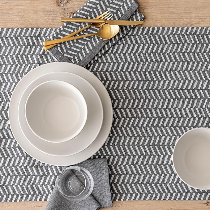 Over&Back 18x90 Hand-Blocked Printed Cotton Table Runner - Image 8