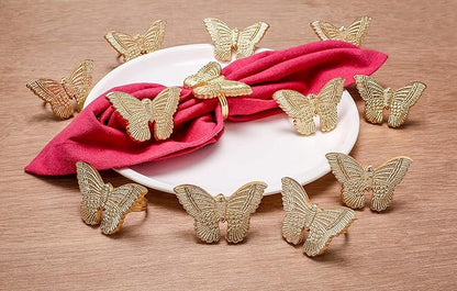 ALPHA Living HOME Basic Butterfly Napkin Ring Collection Decorative, 12 Count Premium Metal Napkin Rings for Dinner Table Decor, Wedding, Banquet, Party, Easter Fall Thanksgiving Christmas (Gold)