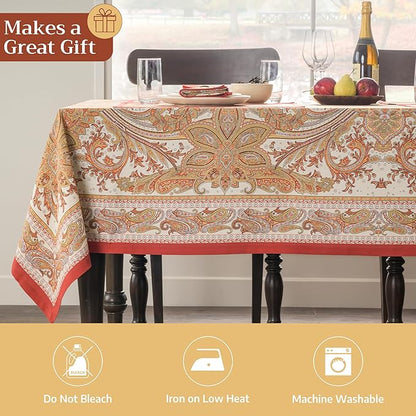Maison d' Hermine Table Cloth Rectangle Table 100% Cotton 60 x 108 Inches Tablecloth Reusable Decorative Everyday Use for Dining Room, Farmhouse, Home, Party, Festive & Wedding - Kashmir Paisley