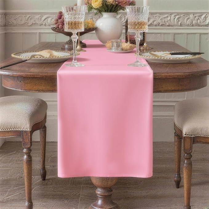 Pink Table Runner, Waterproof Washable Runners 108 Inches Long | Reusable by KAIPHO
