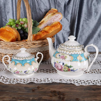 fanquare 15 Pieces European Retro Rose Tea Set, English Flora Tea Set - Image 4
