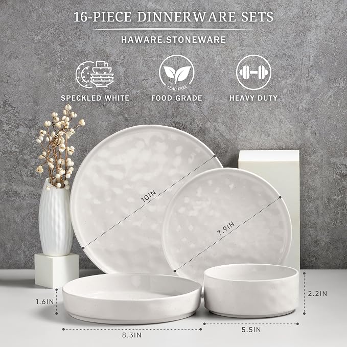 HaWare Dinnerware Sets, 16-Piece Plates and Bowls Set - Image 2