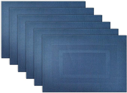 DII PVC Tabletop Collection Woven Indoor/Outdoor, Placemat Set, Nautical Blue by DII